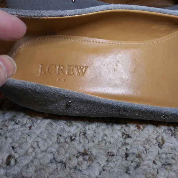 J.Crew Amelia Gray Suede Silver Studded Flats - Picture 3 of 7